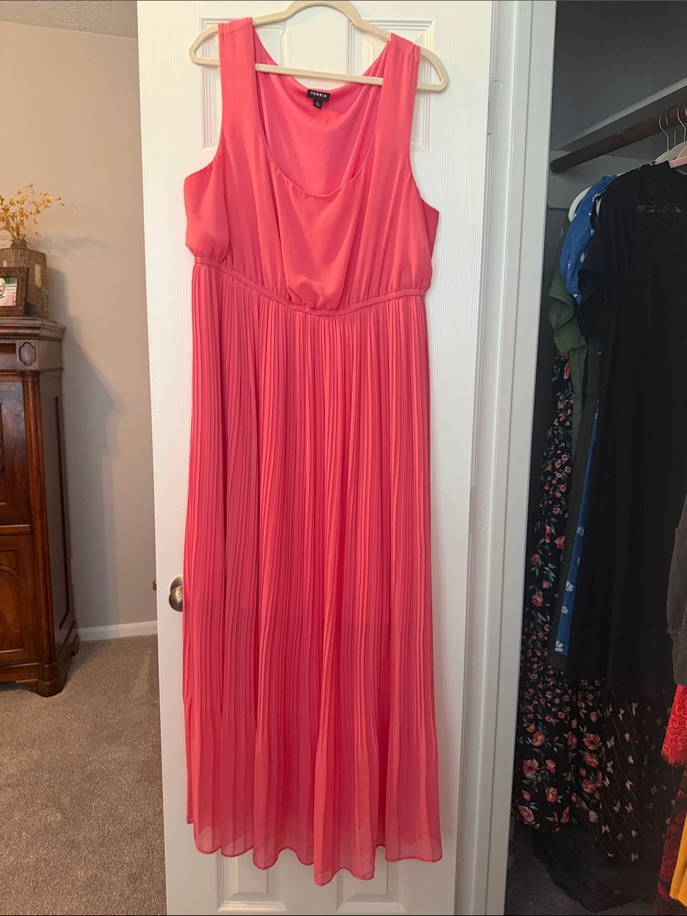 torrid Coral-Pink Pleated Sleeveless Maxi Dress